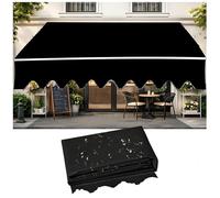 Retractable Awning Fabric,Awning Replacement for Patio Porch Canopy Waterproof Fabric, Awning Sun Shade Canopy Cover with Valance for Home and Storefront Exterior Door Window,Black,13x19.6ft/4x6m