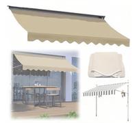 Retractable Awning Fabric Replace, Waterproof Sun Shade Porch Awning Canopy Top Cover, Easy to Install Outdoor Awning Covers, for Patio, Balcony, Shop, Restaurant, Cafe, Deck (Khaki 2.5m)