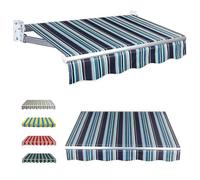 Retractable Awning Fabric Replacement Blue Sunshade Textile with Valance for Balcony 4.5x2.5m (15x8ft) Durable Awning Cloth UV Protection Easy Install