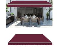 Retractable Awning Fabric Replacement, Waterproof Canopy Material for Garden, Patio, Balcony, 2.0m - 5.0m, Burgundy (400x300cm) - Durable, Manual Roll-Up Design
