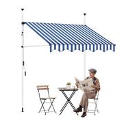 Retractable Awning for Patio Waterproof & UV Resistant Outdoor Sunshade for Balconies Gardens Shops Apartments Blue & White 1.5M/4.9FT