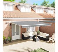 Retractable Awning Frame 450x300cm White Aluminium Modern Patio Yard Shelter