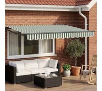 Retractable Awning Green 3x2.5m Polyester PU Anthracite Frame Manual LED Solar