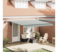 Retractable Awning Green and white 400 x 300 cm Fabric