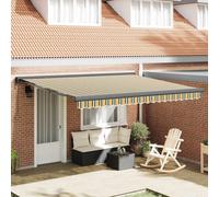 Retractable Awning Green and white 400 x 350 cm Fabric