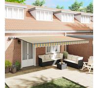 Retractable Awning Green and yellow 500 x 300 cm Fabric