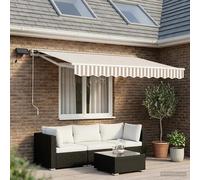Retractable Awning LED Semi-Cassette Light Grey White 3.5x2.5 m Polyester Manual