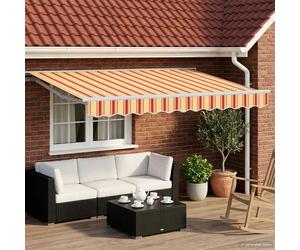 Retractable Awning LED Semi-Cassette Yellow Orange White 3.5x2m Polyester Powder