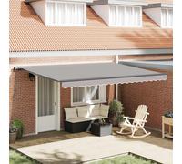 Retractable Awning Light Grey 450 x 300 cm Polyester and Steel