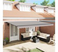 Retractable Awning Light Grey 500 x 300 cm Polyester and Steel