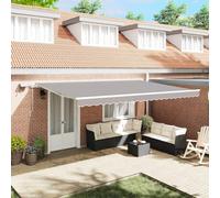 Retractable Awning Light Grey 500 x 350 cm Fabric and Steel