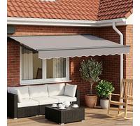 Retractable Awning Light Grey Anthracite 3x2.5m LED Semi-Cassette Manual Remote