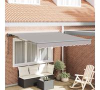 Retractable Awning Light Grey Fabric 350x250 cm Manual WallMount Shade with Arms