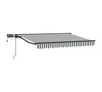 Retractable Awning Manual Anthracite & White 3 x 2.5 m Polyester PU Coated LEDs