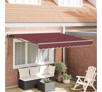 Retractable Awning Manual Burgundy Fabric 350x250 cm UV Water-Resistant WallHook