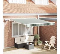 Retractable Awning Manual Green and White 300 x 250 cm