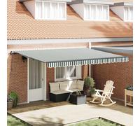 Retractable Awning Manual Green and White 450 x 300 cm