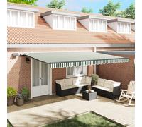 Retractable Awning Manual Green and white 500 x 300 cm Fabric