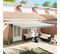 Retractable Awning Manual Green and White 500 x 350 cm
