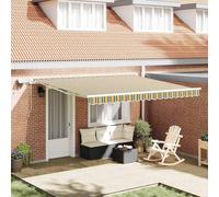 Retractable Awning Manual Green and yellow 400 x 300 cm
