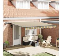 Retractable Awning Manual Green and yellow 400 x 350 cm Fabric