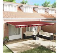 Retractable Awning 600x350cm Orange Brown Polyester Aluminium Manual UV Outdoor