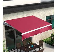 Retractable Awning, Manual Patio Awning with Hand Crank, UV Protection & Waterproof, Perfect for Balcony or Terrace, Burgundy Color, Size: 16.4x5FT/5x1.5M