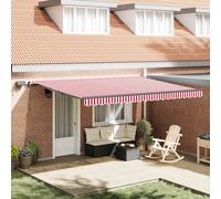 Retractable Awning Manual Red and white 450 x 300 cm Fabric