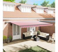 Retractable Awning Manual Red and white 500 x 350 cm Fabric
