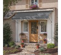 Retractable Awning, Manual Retractable Sunshade, Height-Adjustable with Crank, Grey / 350 x 120 cm