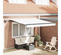 Retractable Awning with LED Strip Lights Manual Fabric Sun Shade Patio vidaXL