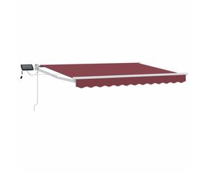 Retractable Awning Manual with LEDs 300 x 250 cm Burgundy and White
