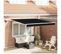 Retractable Awning Modern Black 300x250 cm Fabric & Steel Manual with LED Strips