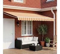 Retractable Awning Multicolour 4x3 m Polyester/Aluminium White Frame Solar LEDs