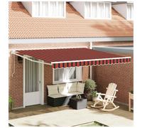 Retractable Awning Orange Brown 350x250cm Fabric & Steel Manual LED Lights Patio