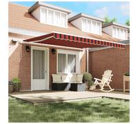 Retractable Awning with LED Strip Lights Fabric and Steel Garden Shade vidaXL