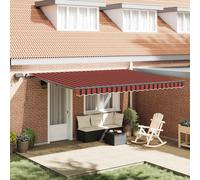 Retractable Awning Orange Brown Fabric 450x300cm Manual UV Water-Resistant LEDs