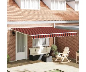 Retractable Awning Orange Brown Striped Polyester 4x3.5m Manual Patio Shade UV50