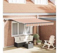 Retractable Awning Orange Fabric 350x250cm Manual LED Weather-Resistant Patio XL