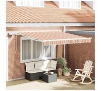 Retractable Awning Orange/Grey 300x250cm Fabric & Steel Manual LED Light UVproof