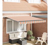 Retractable Awning Orange/Grey 300x250cm Polyester Steel Manual Patio Sun Shade