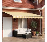 Retractable Awning Orange White Anthracite 4.5 x 3 m Polyester PU Solar LEDs kit