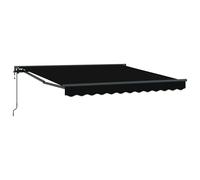 Retractable Awning Black Fabric 350x250cm Manual Wall-Mount Shade Outdoor