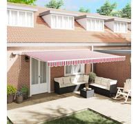 Retractable Awning Red and White 500 x 350 cm Fabric and Steel