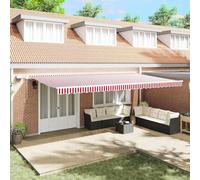 Retractable Awning Red and White 600 x 350 cm Fabric and Steel