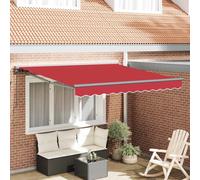 Retractable Awning Red Fabric 350x250 cm Manual Wall-Mounted Water-Resistant UV