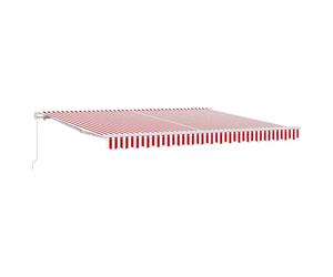Retractable awning Red/White 400x300cm Polyester Aluminium Manual Outdoor Shade