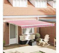 Retractable Awning Red White Polyester 400x300cm Outdoor Patio Shade Canopy XXL