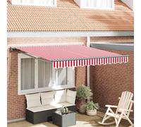 Retractable Awning Red White Stripe 350x250cm Fabric Manual UV Water-Resistant.
