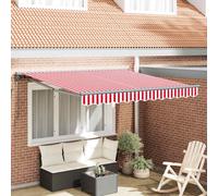 Retractable Awning Red/White Stripe Fabric 350x250 cm Manual Shade Outdoor